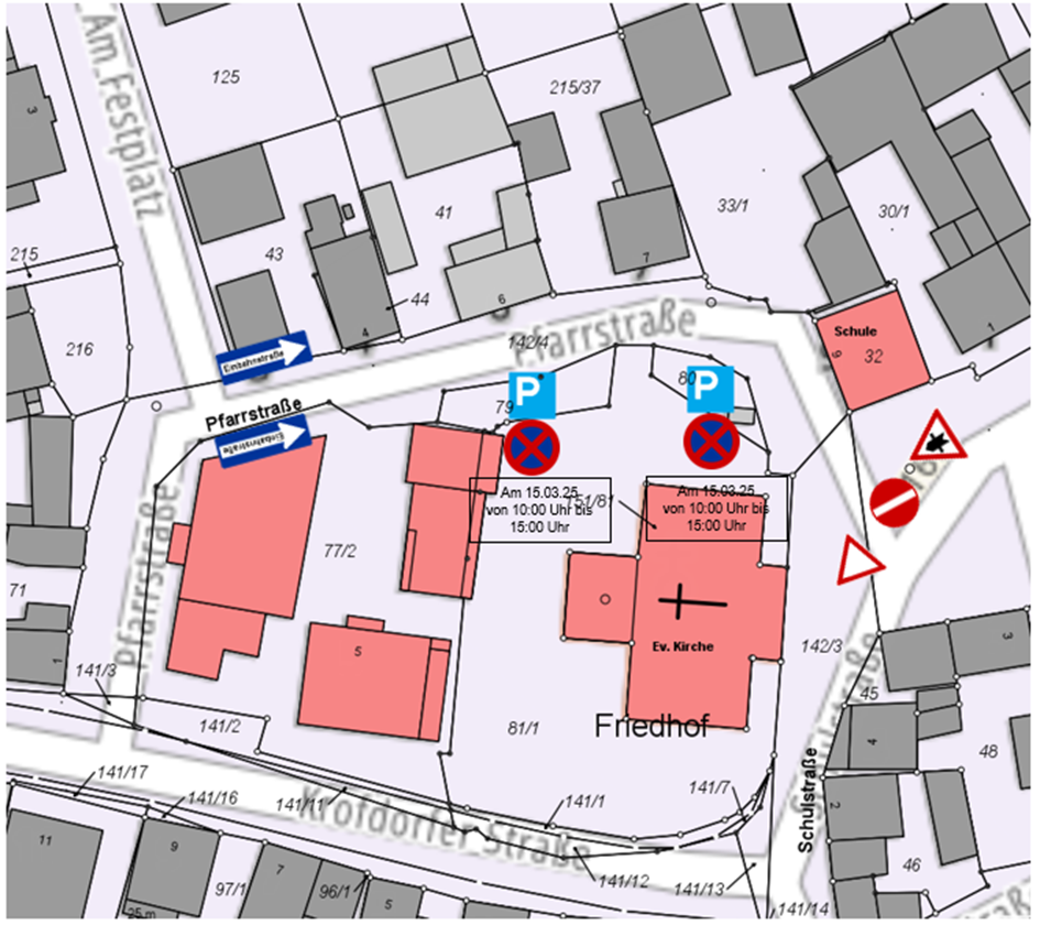Bild Einbahnstraßenregelung in der Pfarrstraße in Richtung Schulstraße