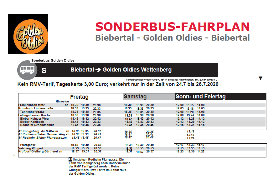 Bild 1 Mit öffentlichen Verkehrsmitteln zu Golden Oldies